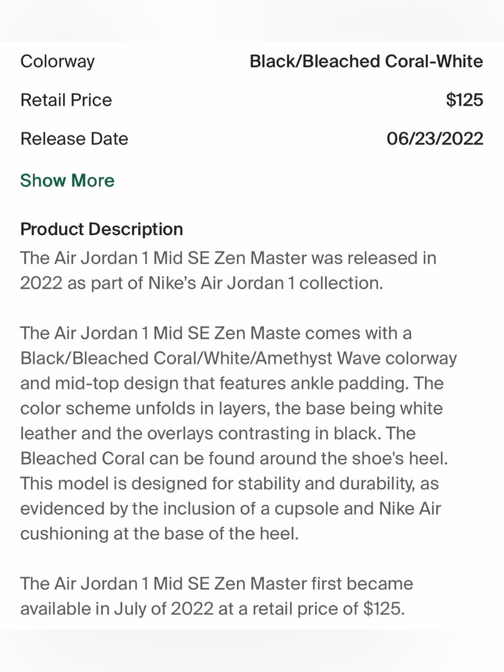 Jordan 1 Mid SE Zen Master 10.5 - Picture 2 of 11